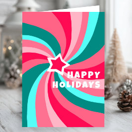 Tarjeta Modern Swirl HAPPY HOLIDAYS Star Custom Christmas
