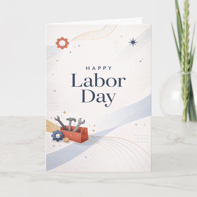 Tarjeta Modern Toolbox Happy Labor Day (Anverso)