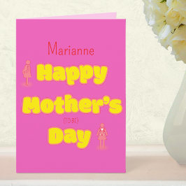 Tarjeta Modern Trendy Bright Pink Happy Mother's Day