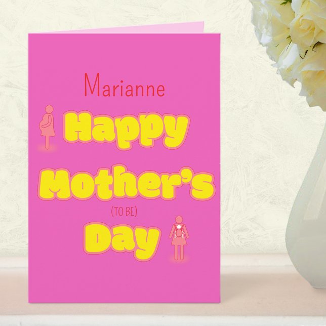Tarjeta Modern Trendy Bright Pink Happy Mother's Day  (Mother's Day - Happy Mother's Day)
