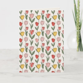 Tarjeta Modern Tulip Floral Pattern Soft Botanical Spring