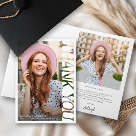Tarjeta Modern Typography Graduate 2 Photo Thank You