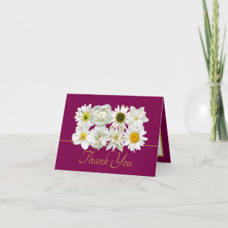Tarjeta Modern White Botanical Flowers Elegant Thank You