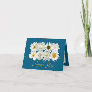 Tarjeta Modern White Botanical Flowers Elegant Thank You