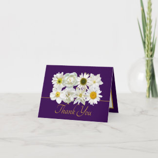 Tarjeta Modern White Botanical Flowers Elegant Thank You
