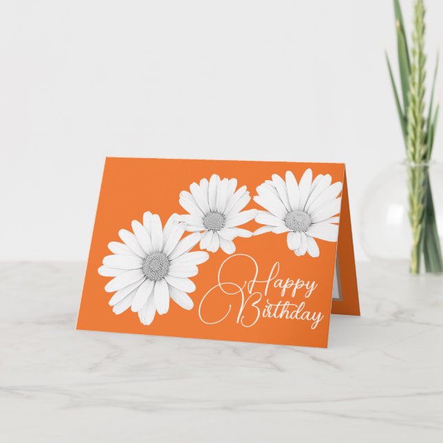 Tarjeta Modern White Daisies Botanical Colorful Birthday (Anverso)