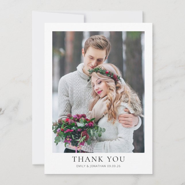 Tarjeta Moderna 2 foto Boda recién casada Gracias (Anverso)