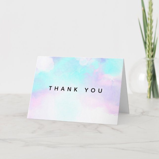 Tarjeta Moderna Abstract Blue & Purple Watercolor Gracias (Anverso)