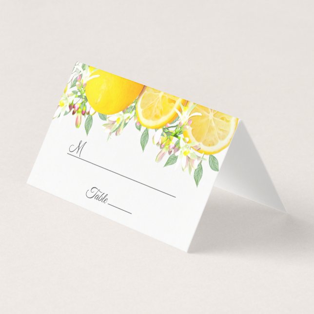Tarjeta Moderna acuarela Lemon Summer Boda Place (Anverso)