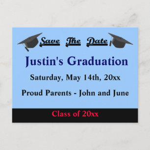 Tarjeta moderna azul de graduación para guardar la