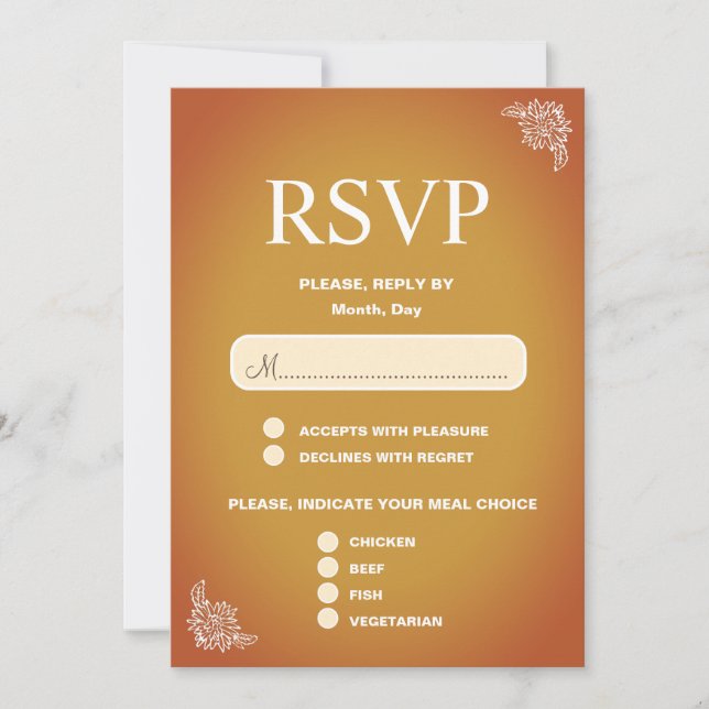 Tarjeta Moderna boda romántica de Terracota RSVP (Anverso)