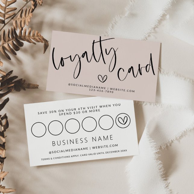 Tarjeta moderna Boho Pink Loyalty Discount Punch (Modern Boho Pink Loyalty Card)