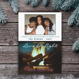 Tarjeta Moderna chimenea de leña de fuego Navidades acoged