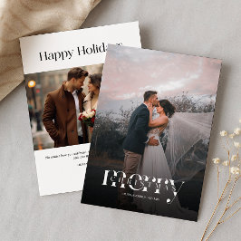 Tarjeta moderna de 2 fotos para Navidades familiar