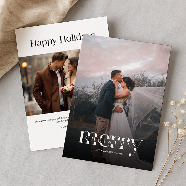 Tarjeta moderna de 2 fotos para Navidades familiar (Subido por el creador)