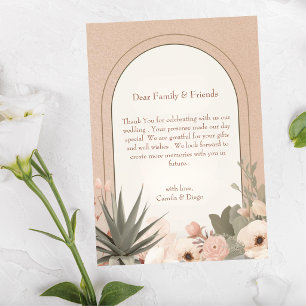 Tarjeta moderna de agradecimiento de boda botánica