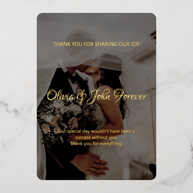 Tarjeta moderna de agradecimiento de boda con cali (Anverso)