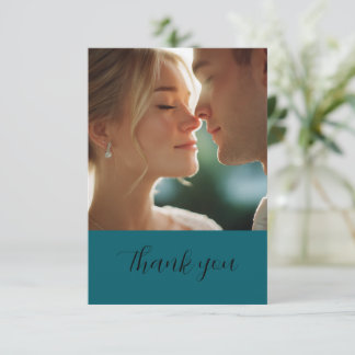 Tarjeta moderna de agradecimiento de boda con foto