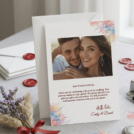Tarjeta moderna de agradecimiento de boda con foto
