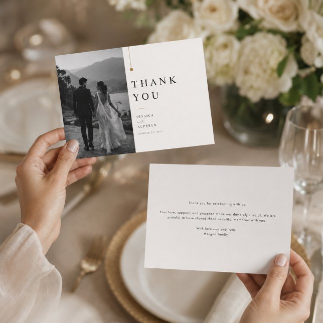 Tarjeta moderna de agradecimiento de boda con foto (Subido por el creador)