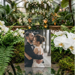 Tarjeta moderna de agradecimiento de boda con nota