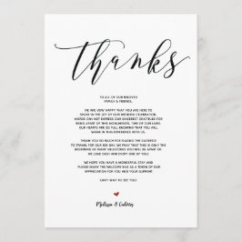 Tarjeta moderna de agradecimiento de boda y itiner