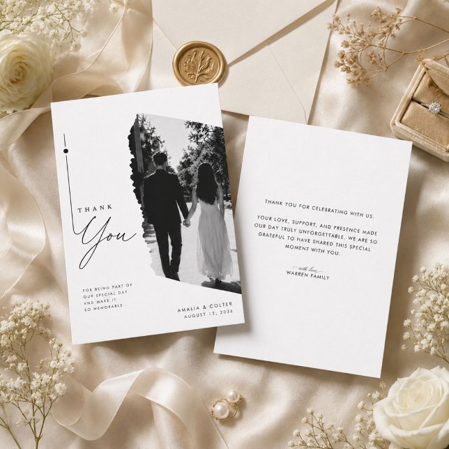 Tarjeta moderna de agradecimiento de foto de boda  (Subido por el creador)