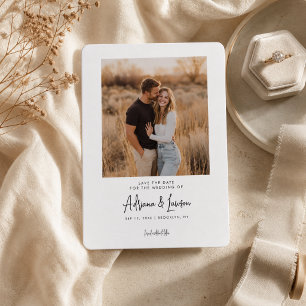 Tarjeta moderna de ahorro de fecha de boda con fot