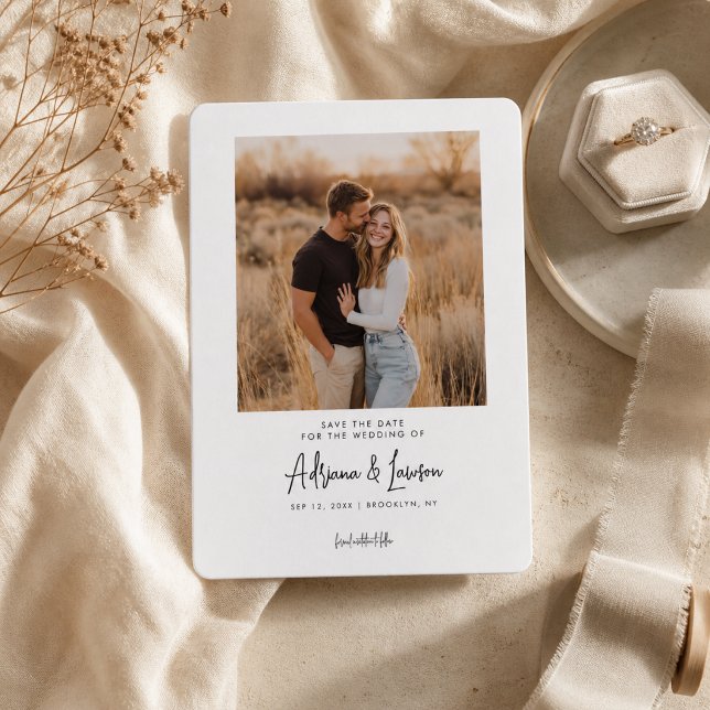 Tarjeta moderna de ahorro de fecha de boda con fot (Subido por el creador)