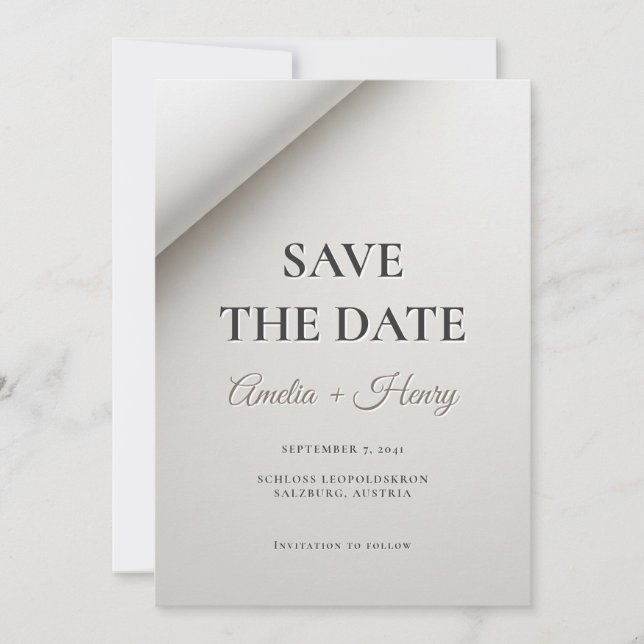 Tarjeta moderna de anuncio de fecha de boda con so (Anverso)