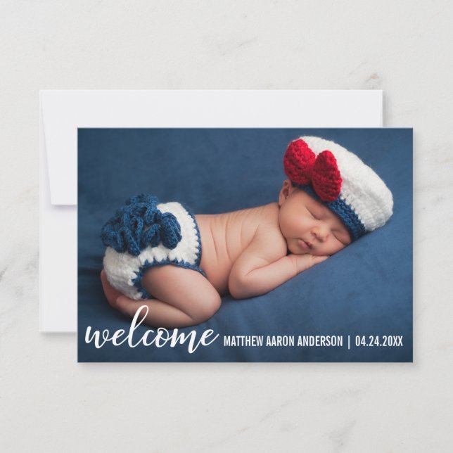 Tarjeta moderna de bienvenida de Recién nacido de  (Anverso)