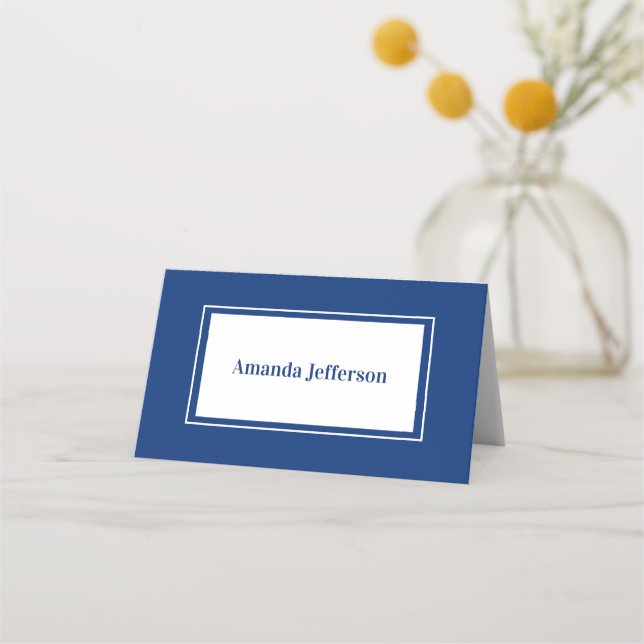 Tarjeta moderna de Boda azul de la Marina Minimali (Anverso)