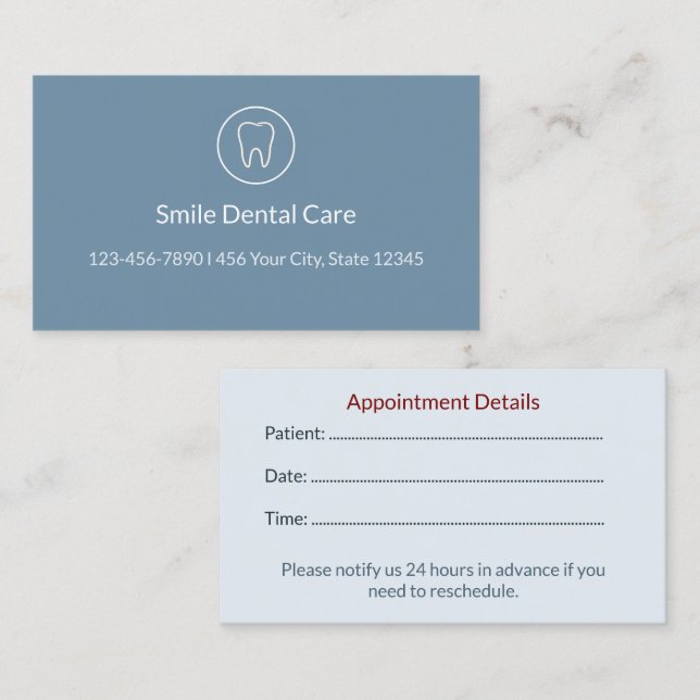 Tarjeta moderna de cita dental | Recordatorio de c (Anverso / Reverso)
