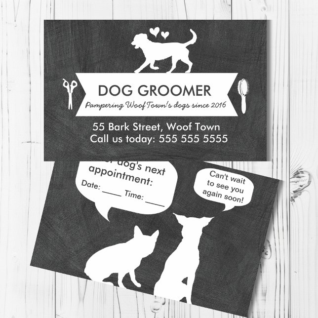 Tarjeta moderna de citas para perros negros que cr (Subido por el creador)
