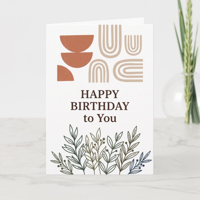 Tarjeta moderna de cumpleaños abstracta boho de te (Anverso)
