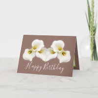 Tarjeta moderna de cumpleaños con calas blancas cr