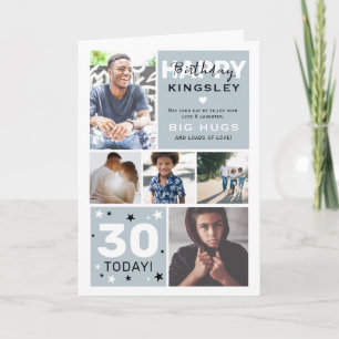Tarjeta moderna de cumpleaños con cuadrícula de fo