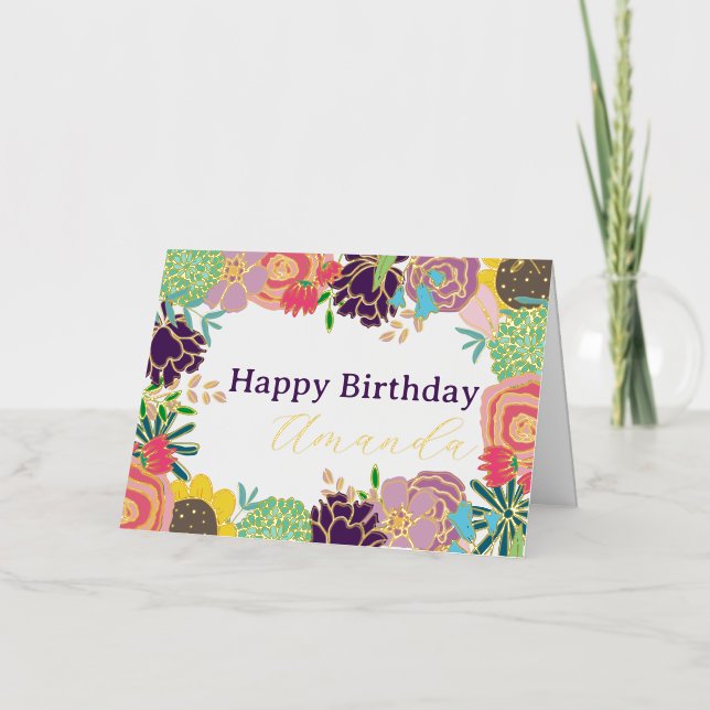 Tarjeta moderna de cumpleaños con foto personaliza (Anverso)