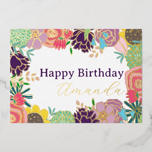 Tarjeta moderna de cumpleaños con foto personaliza (Anverso)