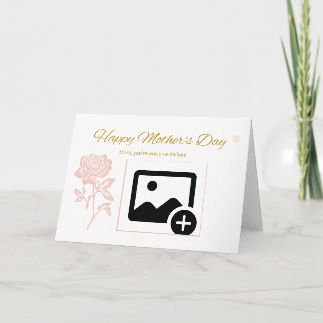 Tarjeta moderna de Día de la Madre con flores rosa (Anverso)