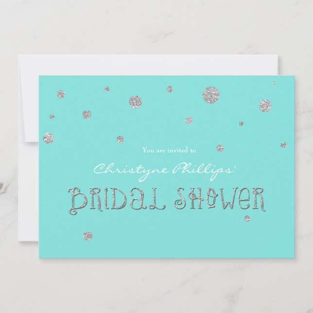 Tarjeta moderna de ducha nupcial con brillo azul t (Anverso)