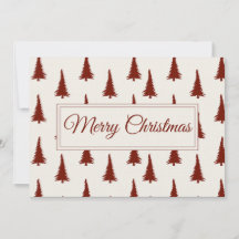 Tarjeta moderna de Feliz Navidad  Abetos rojos