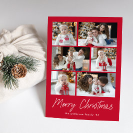 Tarjeta moderna de Feliz Navidad con guión rojo 6