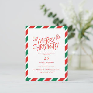 Tarjeta moderna de fiesta de Navidad con garabatos