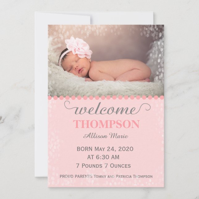 Tarjeta moderna de Invitación para bebés fotográfi (Anverso)
