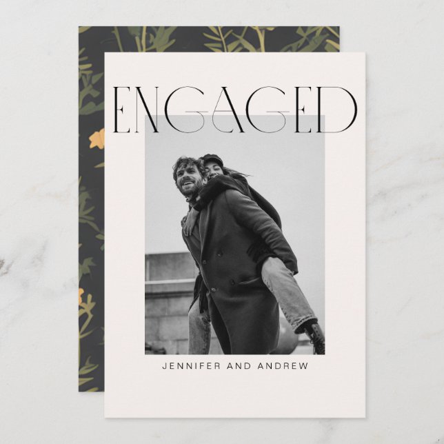 Tarjeta moderna de la fiesta de compromiso del Boh (Anverso / Reverso)