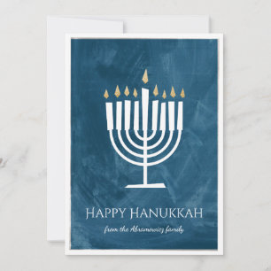 Tarjeta moderna de Menorah Jánuca con el soporte