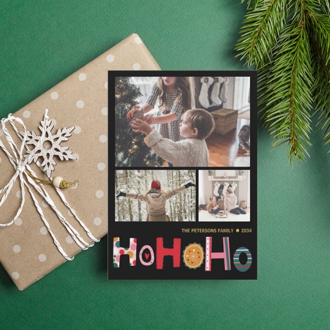 Tarjeta moderna de Navidad con 3 fotos  (Subido por el creador)