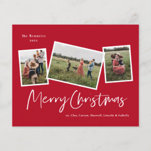 Tarjeta moderna de Navidad con 3 fotos