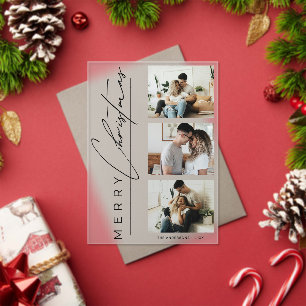 Tarjeta moderna de Navidad con 3 fotos y letra min